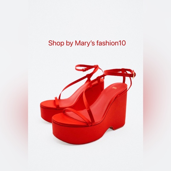 NWT ZARA CHUNKY SATIN STRAP WEDGE SANDALS blogger favorite - Picture 6 of 10